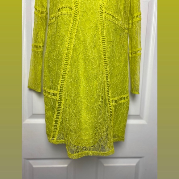 H&M neon green long sleeve lace mini dress size 4 - Picture 6 of 8